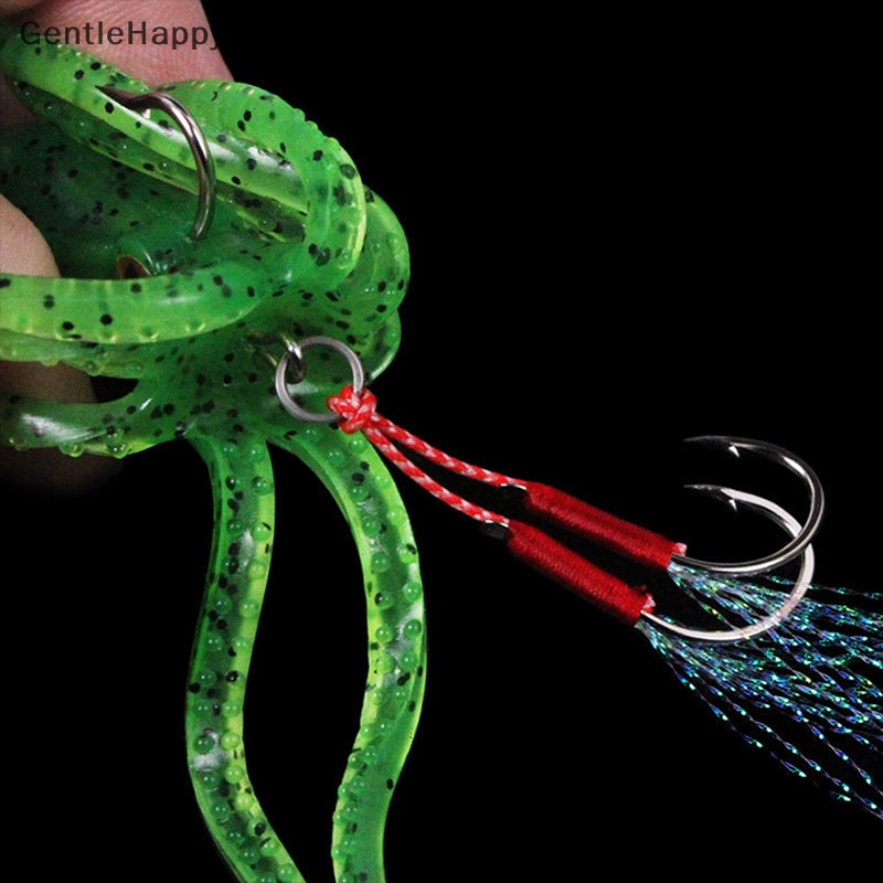 Gentlehappy 21g /11cm Squid Rok Memancing Umpan Lembut Buatan Air Asin Laut Lure Tackle Pesca Fishing Tackle Double Sharp Hook Assist Rig id