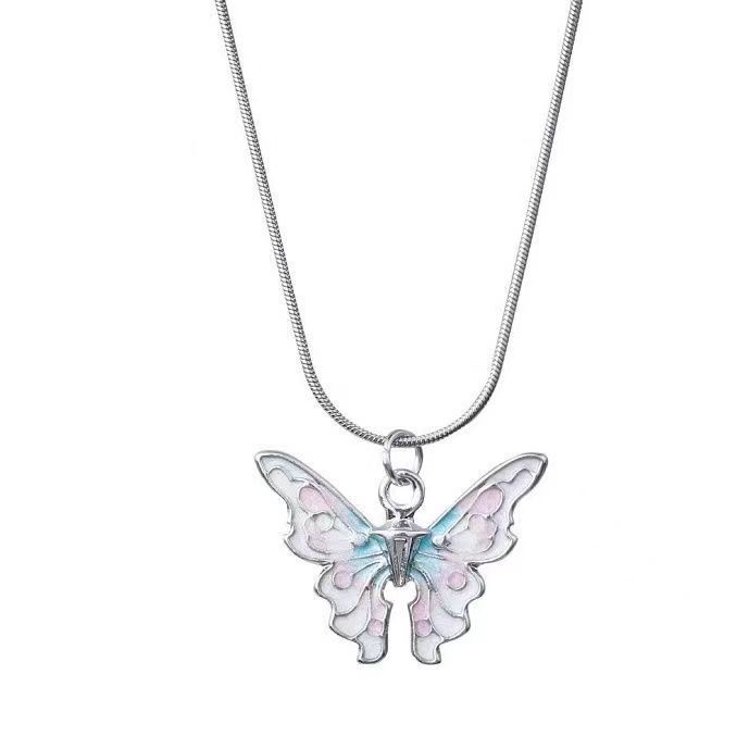 Xiaohongshu Gaya Yang Sama Drip Glaze Butterfly Kalung Perempuan Segar Manis Lembut Temperamen ins Niche Desain Rantai Klavikula