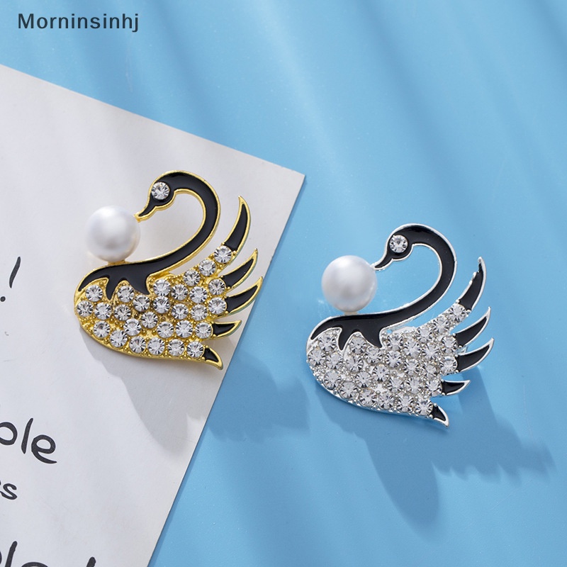 Mornin Fashion Mutiara Swan Bros Pin Untuk Wanita Pakaian Mantel Lapel Pin Dekorasi Perhiasan Hadiah id