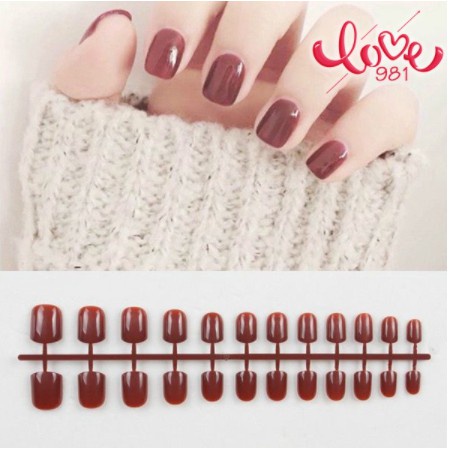 24pcs /fake nails/ false nails/ kuku palsu pendek model glossi french