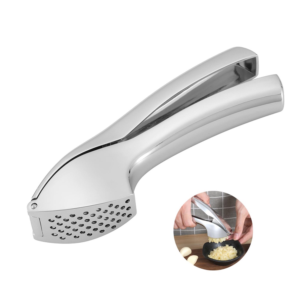 Tahan Air Bisa Dicuci Garlic Press Rumah Sayur Jahe Squeezer Handheld Silver Masher Kokoh Stainless Steel Mincer Tools