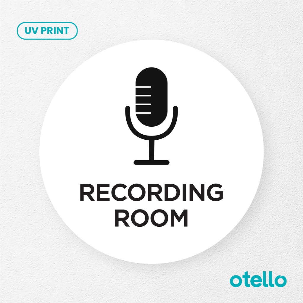 Recording Room Signage Board Akrilik Tempel Dinding Papan Acrylic Sign Board Signage Tempel Dinding Tulisan Label Tanda Petunjuk Rambu Aklirik UV Print