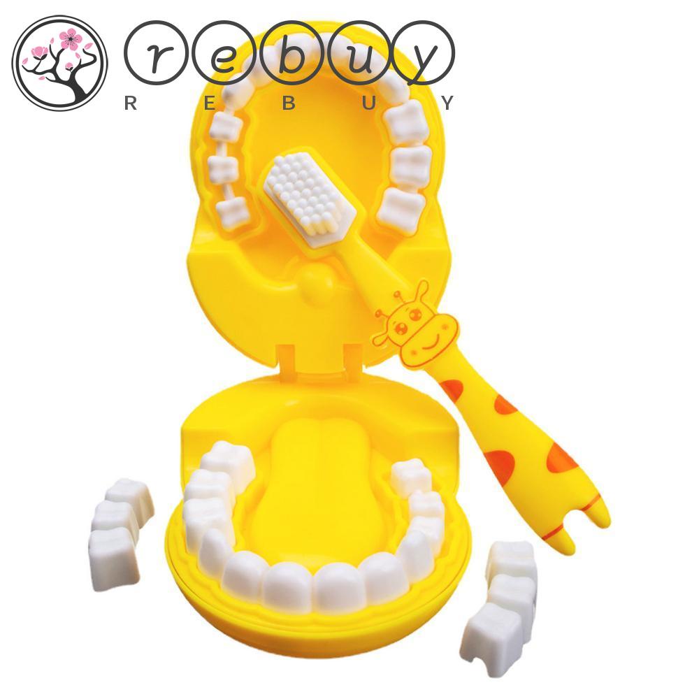 REBUY Rebuy Giraffe Modelling Dental Doctor Toys Mainan Simulasi Anak-Anak Bersandar Mainan Anak Rumah Sakit Sikat Gigi Berpura-Pura Bermain Sikat Gigi Menjadi Mainan Dokter Peran-playing Games Set