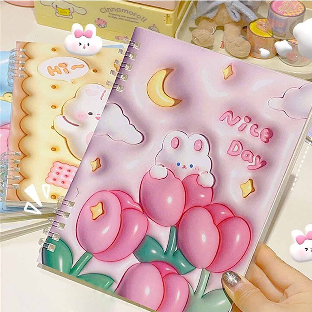 120halaman 3D Inflatable Visual Journal Notebook Kecantikan Tinggi A5 Horizontal Loopbook Lucu Macaron Color Homebook Perlengkapan Sekolah