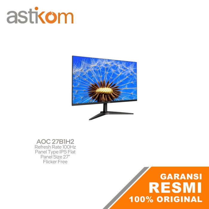 LED Monitor 27&quot; AOC 27B1H2 IPS 1080p FHD 100Hz VGA HDMI