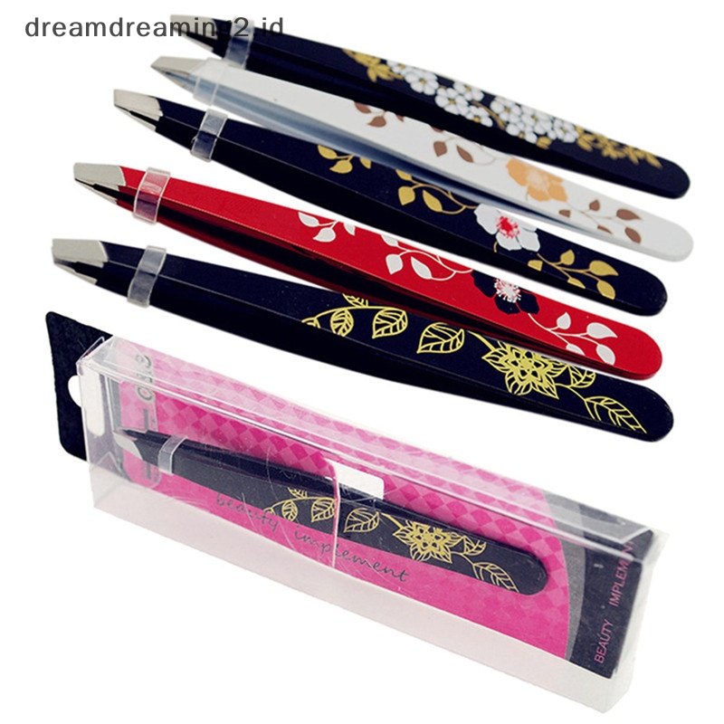 (drea) Profesional Alis Rambut Kecantikan Miring Stainless Steel Tweezer Tool //