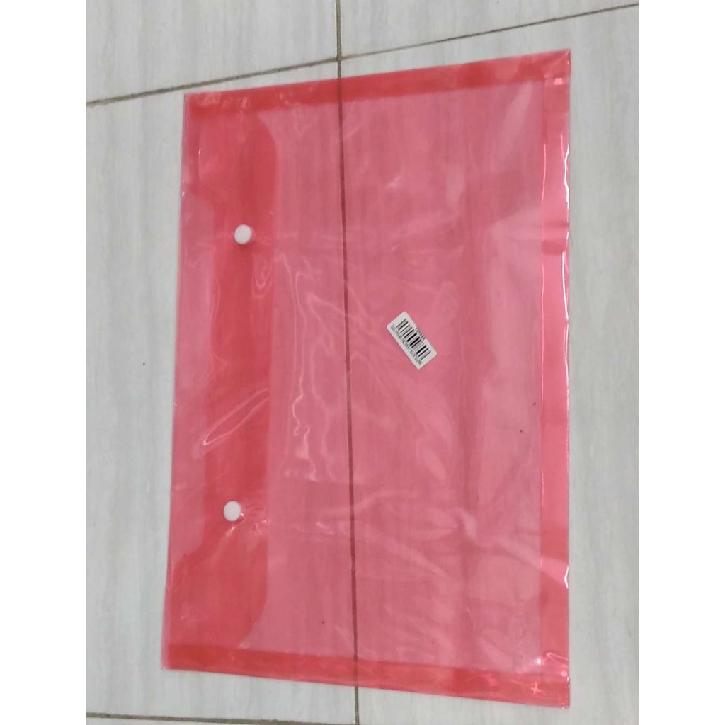 MAP PLASTIK 2 KANCING MERAH TIPIS