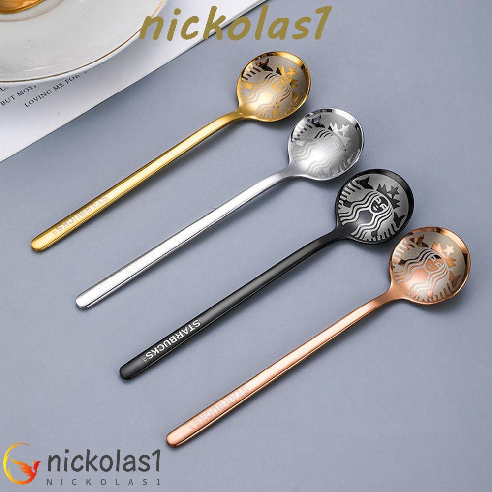 NICKOLAS1 Sendok Pengaduk Sendok Garpu Teh Madu Untuk Piknik Kitche Stainless Steel Cocktail Cutlery Ice Cream Dessert Spoon