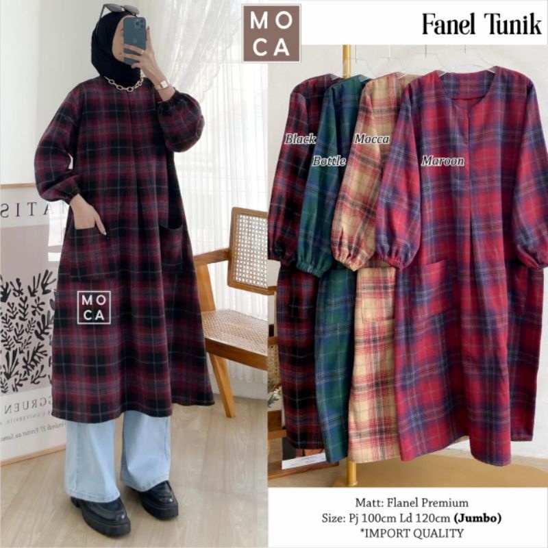 FANEL TUNIK Jumbo ORI MOCA | Ld120 Flanel Premium