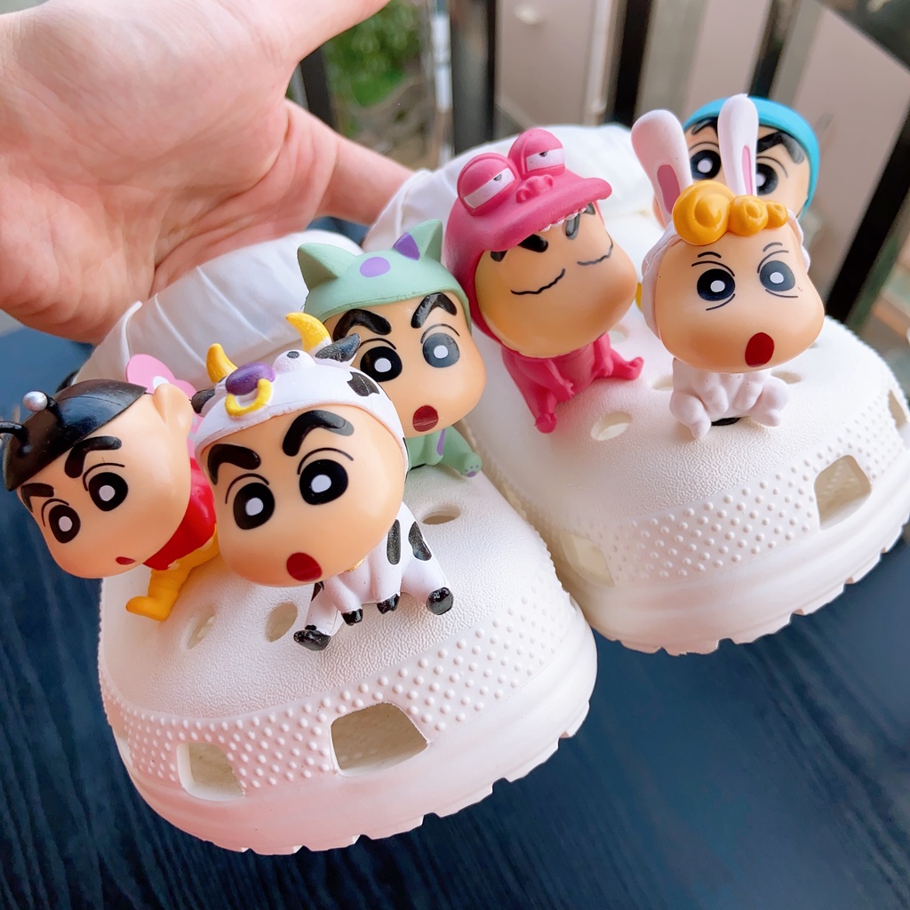 6pcs Pesona Sepatu Kancing Crayon Shin-chan -croc /jibz /Button croc /Charm/DIY-Aksesoris Kartun Lucu