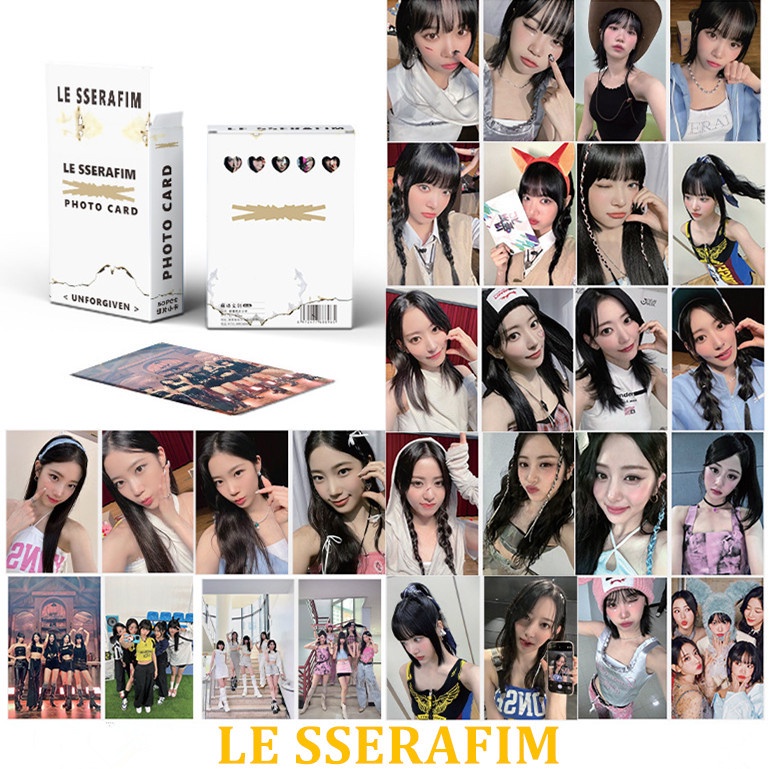 50pcs /box LE SSERAFIM Photocards Album Kartu Laser Lesserafim Kpop Postcards