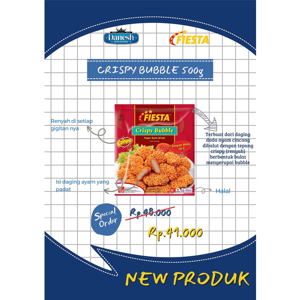 Fiesta Crispy Bubble Nugget 500g Frozen Food Makanan Beku Halal