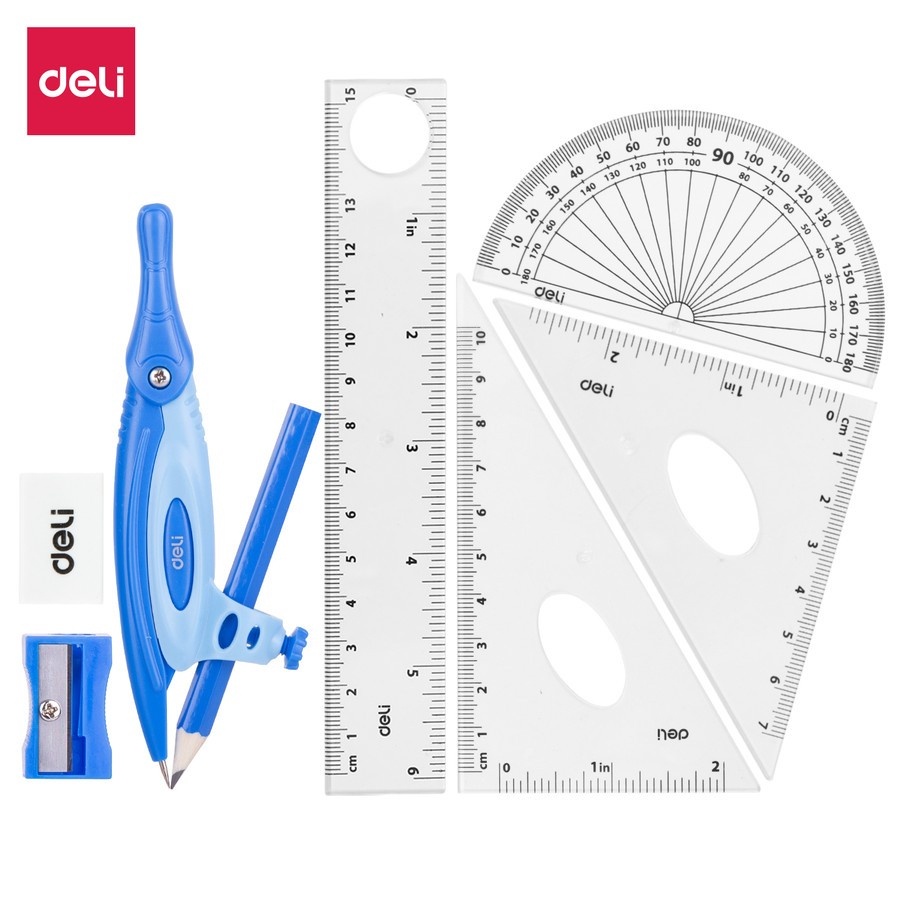 

Jangka Drafting Deli Set Squares 8 pcs Ruler 15cm - EG30204