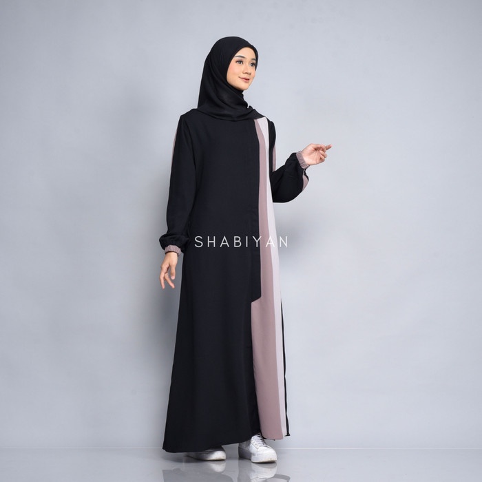 New Trend Style Shabiyan 417 Gamis Remaja Polos Moscrepe Premium - Hitam, XS