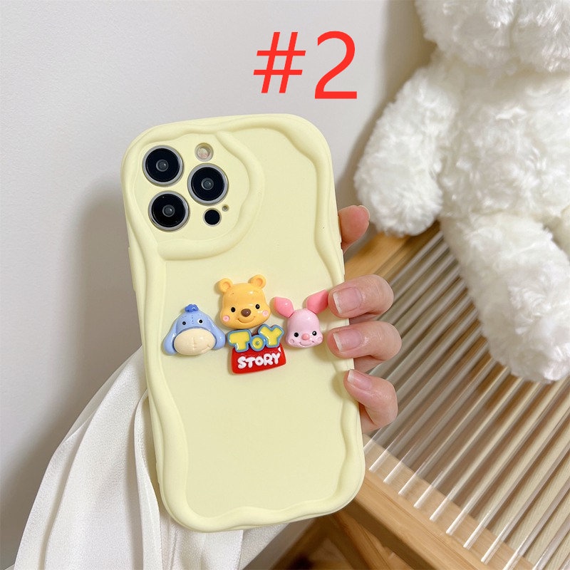 Macaron Yellow Wave Winnie Bear Doll Soft Silicon Case HP iP iPhone 6 6S 7 8 14 + Plus SE 2020 2022 X XS XR 11 12 13 Pro Max Girl Woman Casing