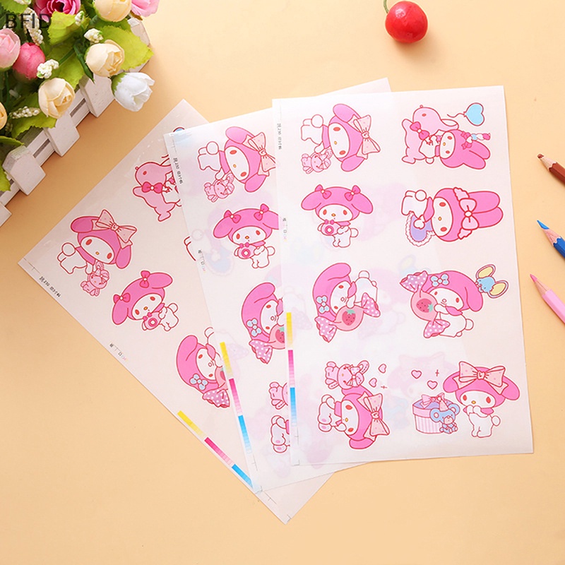 [BFID] 5pcs My Melody Kawaii Anime Kartun Stiker Cinnamoroll Kuromi Pvc Transparan Tahan Air Hias Perekat Diri Sticker [ID]