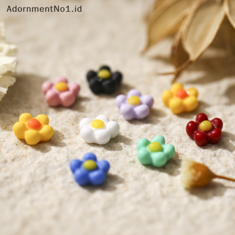 [AdornmentNo1] 50pcs bunga matahari baru senyum warna-warni gaya jepang warna segar stereoskopik resin kuku Daisy kecil act perannya sudah dikantongin