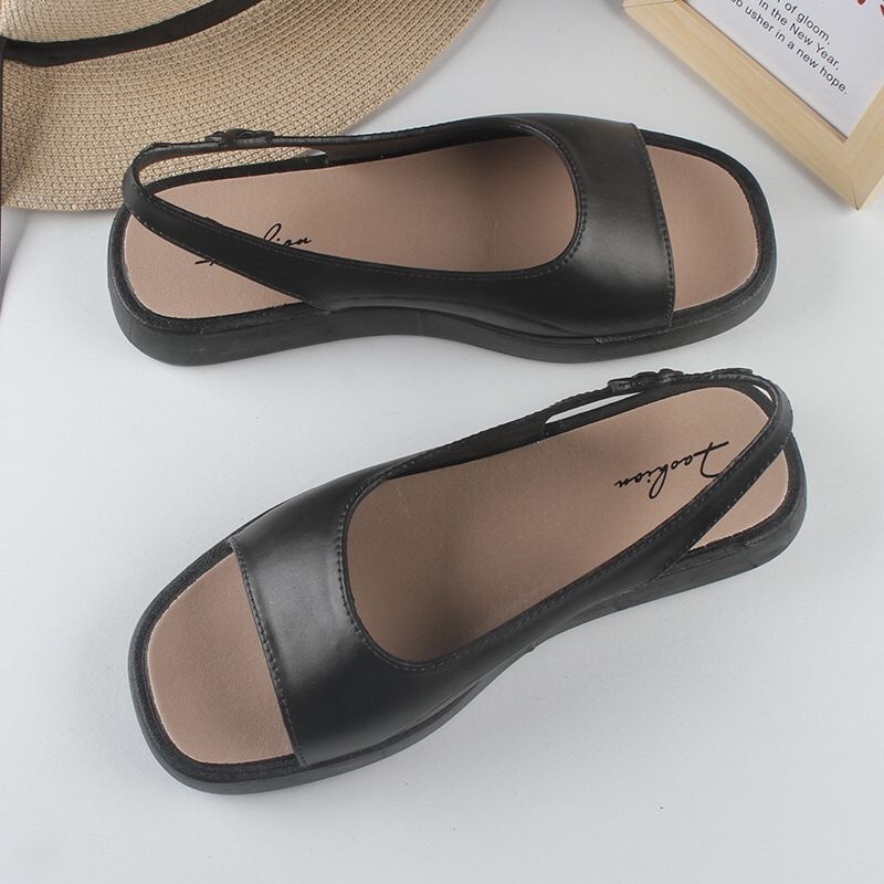 SHOEGALLERY TG1740 Sandal Slop Wanita Import Tapak Tebal Tali Belakang Kekinian