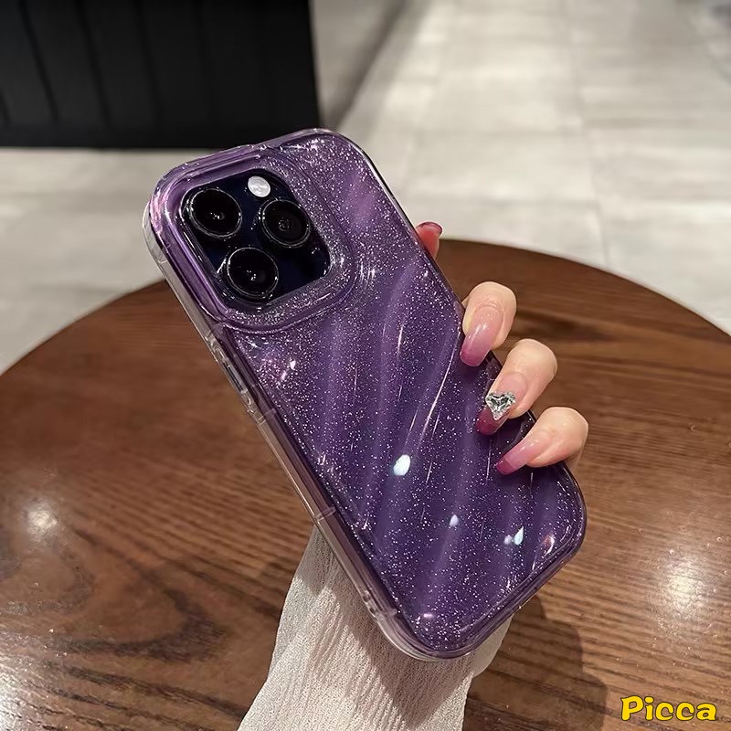 IPHONE Fantasy Starry Sky Casing Kartu Laser Mewah Kompatibel Untuk Iphone11 13 14 12 Pro MAX 7Plus XR X XS MAX 6 6S 7 8 Plus SE 2020 3D Stereo Motif Bergelombang Warna Gradasi Soft Cover