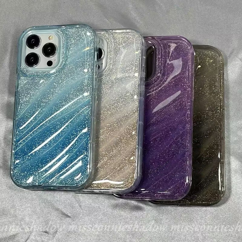 Casing Langit Berbintang Warna Gradasi Fantasi Kompatibel Untuk IPhone XR X14 11 13 12 Pro MAX 7Plus XS Max7 6 6S 8plus SE 2020 Bling Kartu Laser Pola Korgasi Stereo 3D Soft Cover