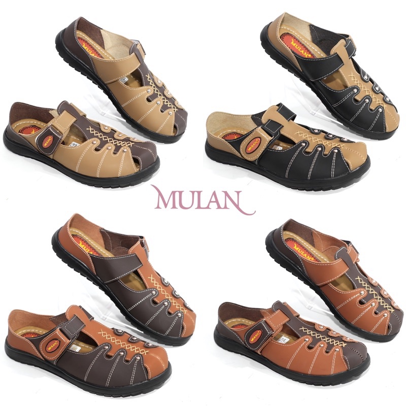 MULAN- Sandal Wanita Mule Selop Empuk Kulit Premium Sepatu Sepatu Sendal Cewek Mule Slop Korea Casua
