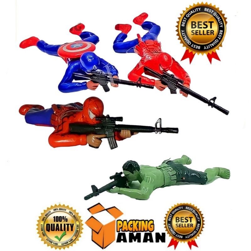 Mainan anak figur tentara merayap/merangkak/mainan laki-laki Captain Amerika - Superman - Hulk - Spiderman