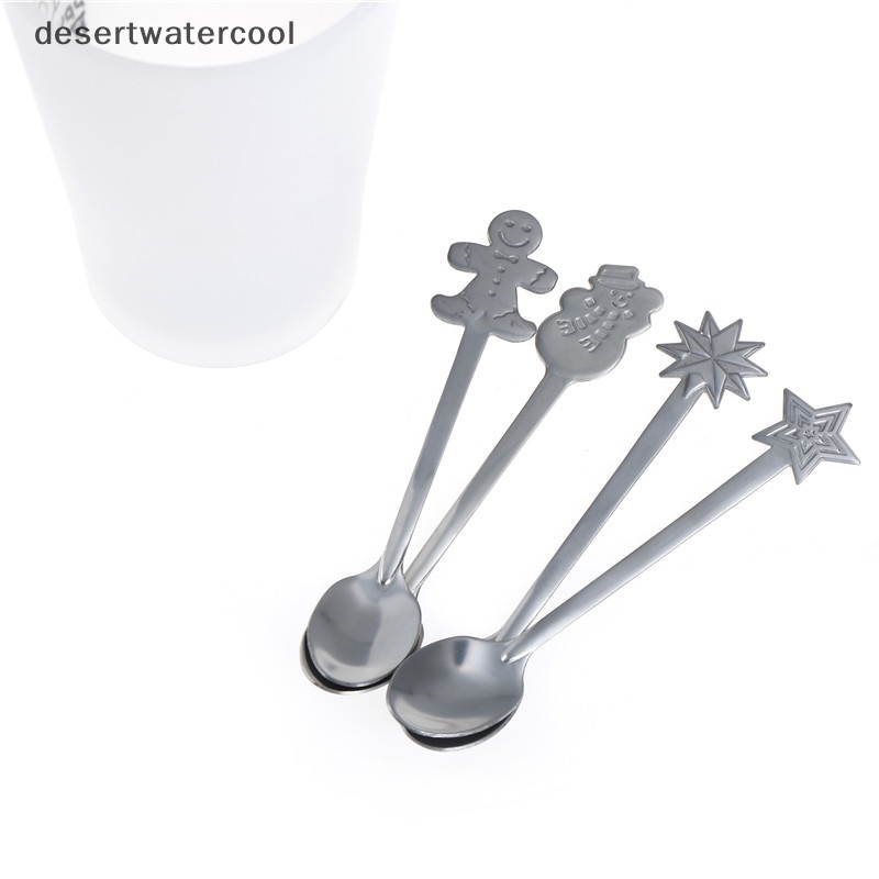 Deid 4 Pcs Natal Stainless Steel Sendok Kopi Teh Sendok Makanan Penutup Makanan Ringan Sendok Teh Martijn