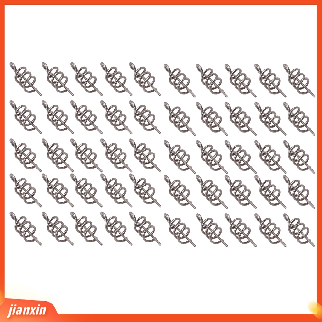 (In Stock) 50 Pcs Umpan Lock Pin Stainless Steel Umpan Lembut Memancing Tackle Aksesoris Lure Spring Pins Memancing Luar Ruangan