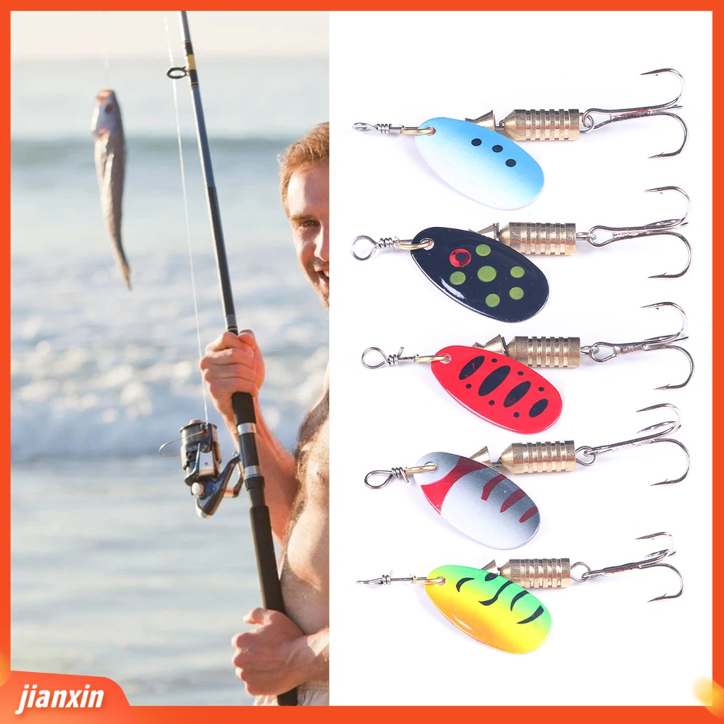 (In Stock) 5Pcs/Set 4.5cm 5.2g Sendok Lure Berputar Permukaan Terang Metal Sequin Lure Colorful Hard Spinner Umpan Untuk Memancing Laut