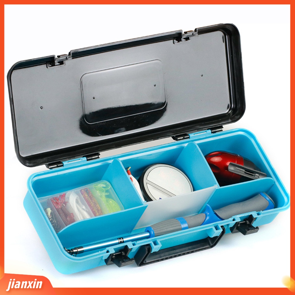 (In Stock) Fish Lure Organizer Kapasitas Besar 4grid PP Detachable Fishing Tackle Box Dengan Pegangan Untuk Memancing