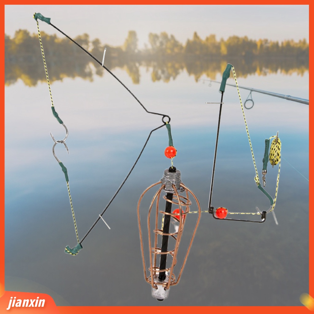 (In Stock) Fishing Lure Cage Keranjang Umpan Pancing Tembaga Anti Korosi Portabel Dengan Kait Garis Untuk Memancing