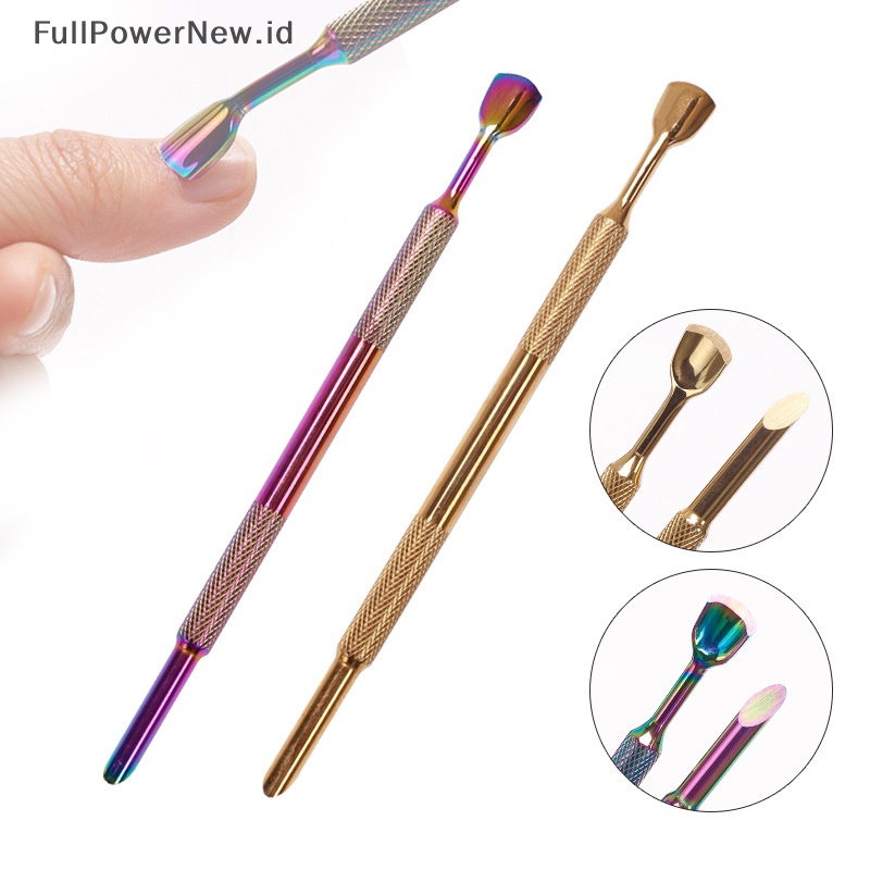 Power Stainless Steel Cuticle Nail Pusher Double Ended Spoon Nail Art Alat Pedicure ID