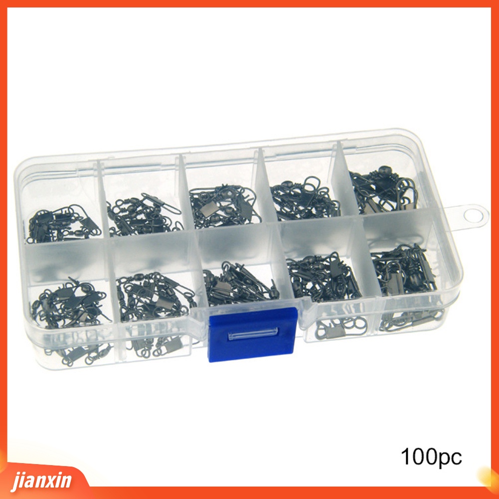 (In Stock) 100 Pcs Luar Memancing Snap Hooks Fastlock Barrel Putar Safety Lure Konektor