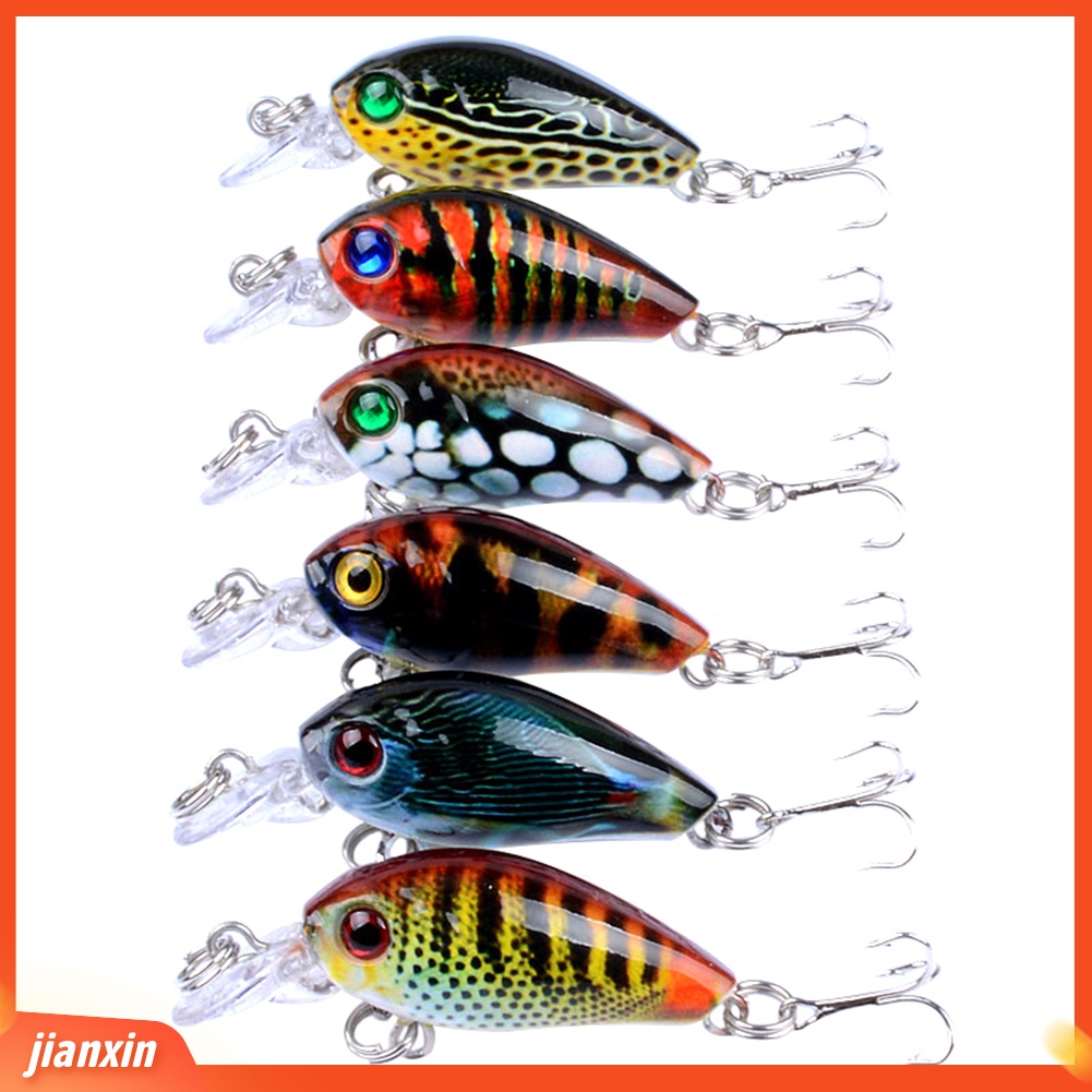 (In Stock) 6 Pcs 4.5 cm 4g Memancing Buatan Manusia Hidup Keras Umpan Wobbler Air Ikan Renang Umpan