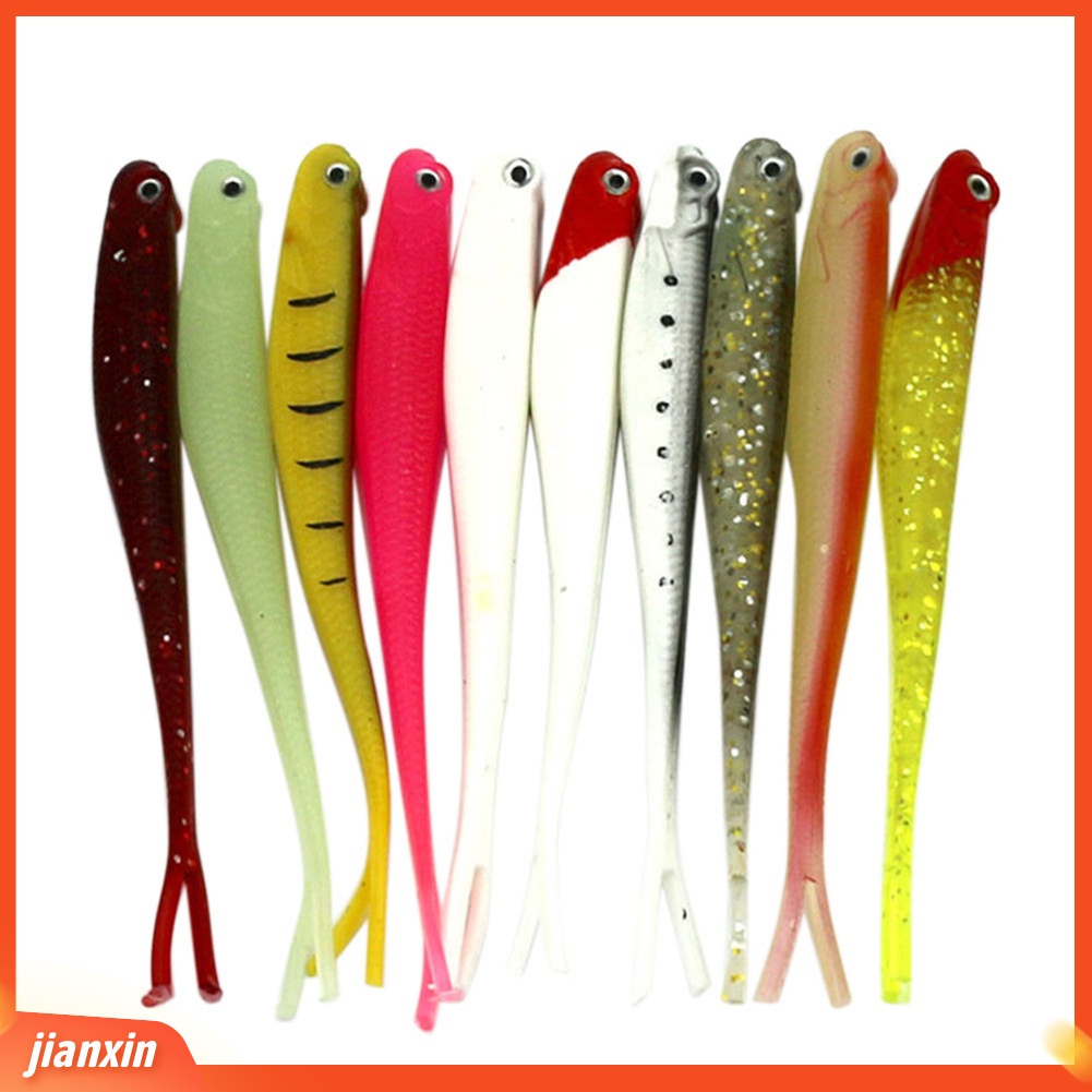 (In Stock) 10Pcs/ Lot Multicolor Plastik Lembut 3D Mata Lures 13cm Umpan Pancing Tackle Tools