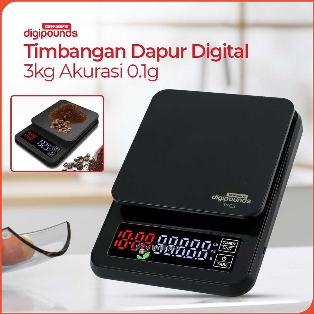 Taffware Digipounds Timbangan Dapur Mini Digital Coffee Scale LCD - TSC3/5/10