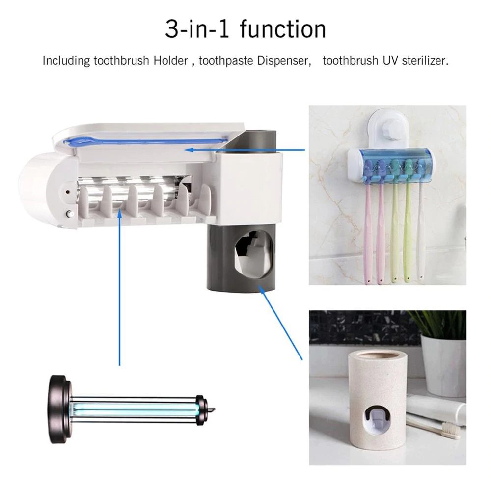 487 Toothbrush Holder UVC Light Sterilizer and Toothpaste Dispenser