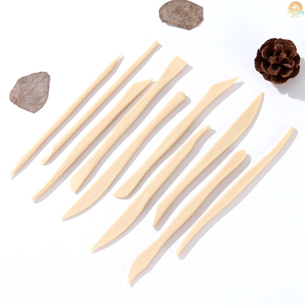 In Stock 10buah Clay Sculpting Tools Set Alat Tembikar Plastik Keramik Clay Carving Tools Hadiah Untuk Siswa Pemula Profesional DIY Perlengkapan Seni