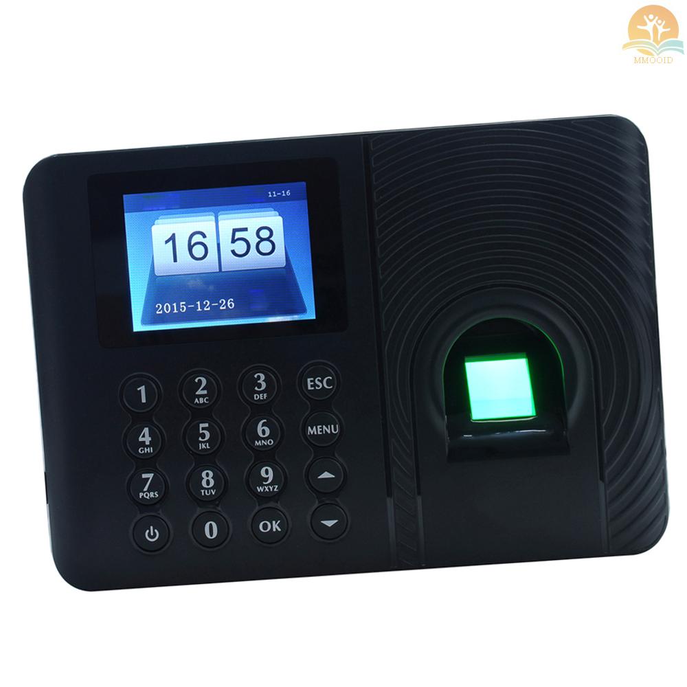 In Stock Cerdas Biometrik Fingerprint Password Mesin Absensi Karyawan Perekam Cek-in Perekam 2.4 inch TFT LCD Screen DC 5V Jam Absensi