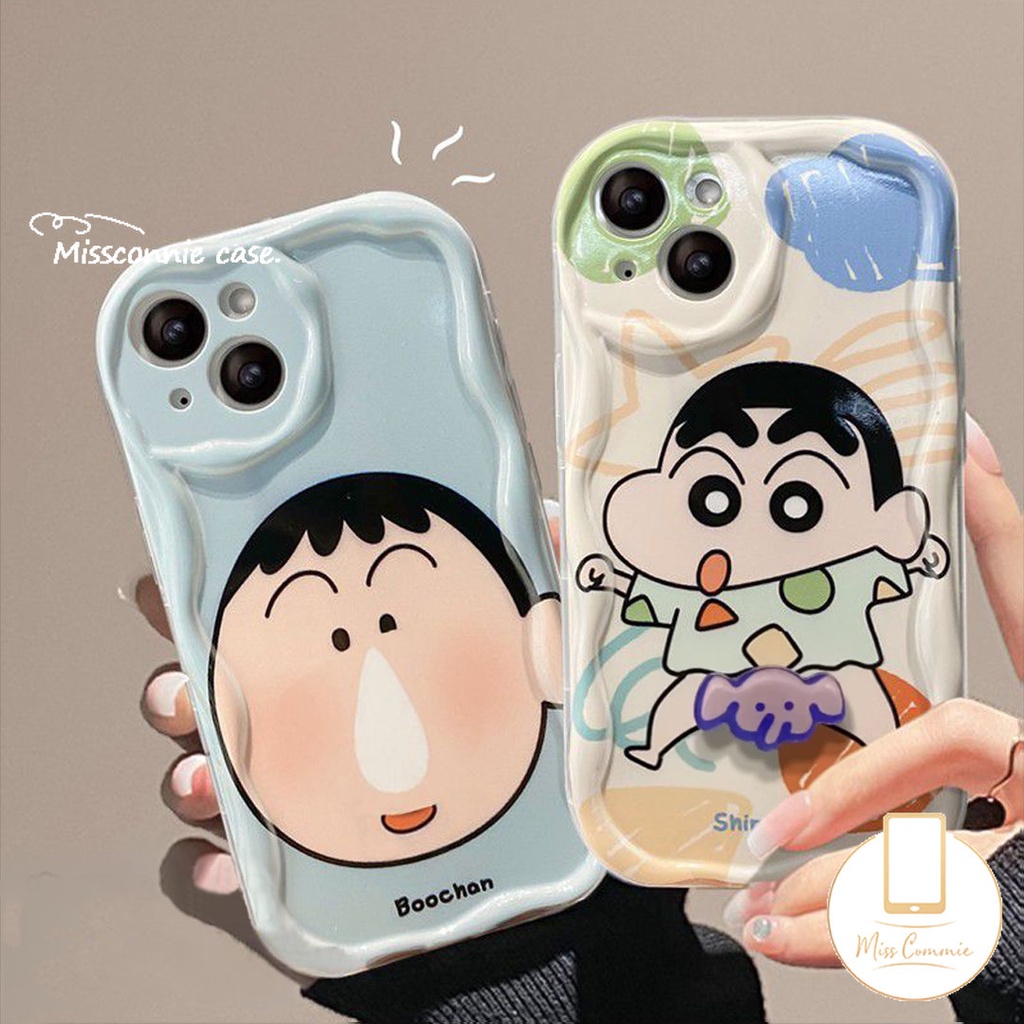 Case Untuk Realme C35 C53 C55 C21Y C21 C25 C30 5s 6i 5i 7i 5 9i C15 C25s C25Y C17 C20A C3 C12 C33 C31 C1 C2 C1 C20 3D Wavy Curved Edge Kartun Lucu Crayon Shin-chan Lembut Sarung