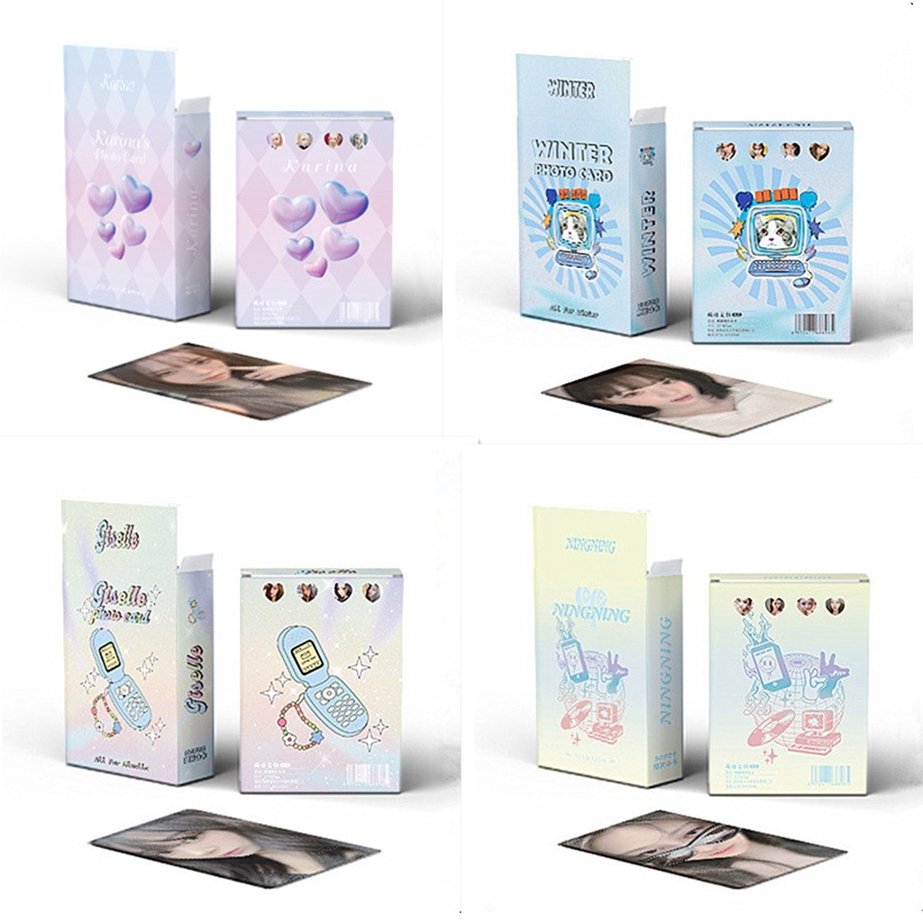 50pcs /box AESPA Photocards Album KARINA NINGNING WINTER GISELLE Laser Kartu Lomo Kpop Postcards Kipas Dalika