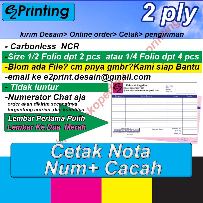 

✨BISA COD✨ -Cetak Nota bon 2ply Cacah/Perforasi