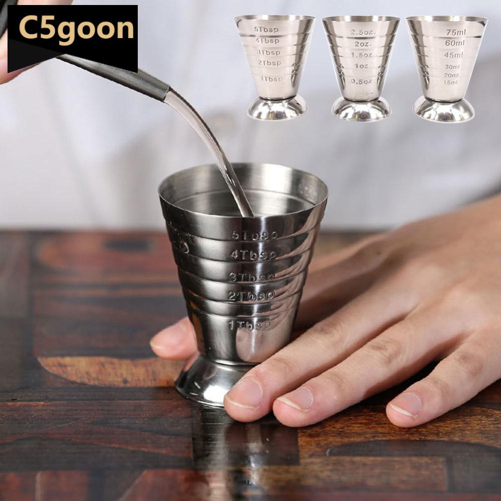 C5goon 75ml Stainless Steel Measure Cup Cocktail Alat Bar Campur Barware 3in1 Cocktail Tools Bar Utensils Jigger Cup L6M2