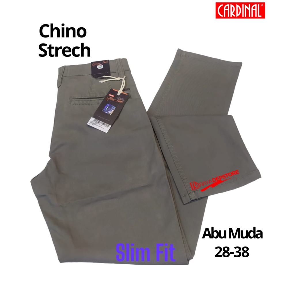 Cardinal - Celana Katun Panjang Casual Chino SLIM FIT Terbaru - Abu Muda