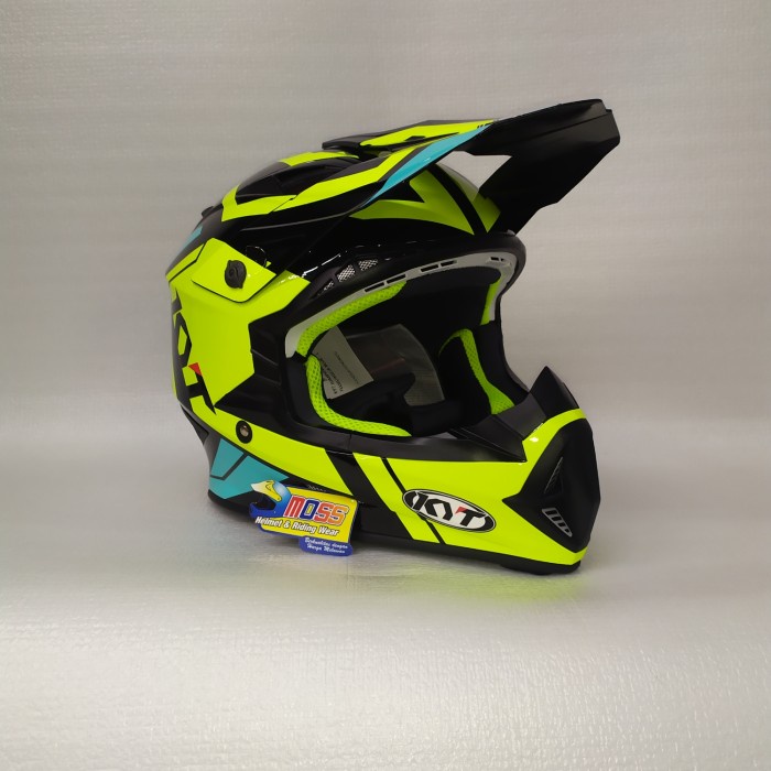 Helm KYT Cross Trail Jumshot #3 Black YellowFluo Aquablue|Original