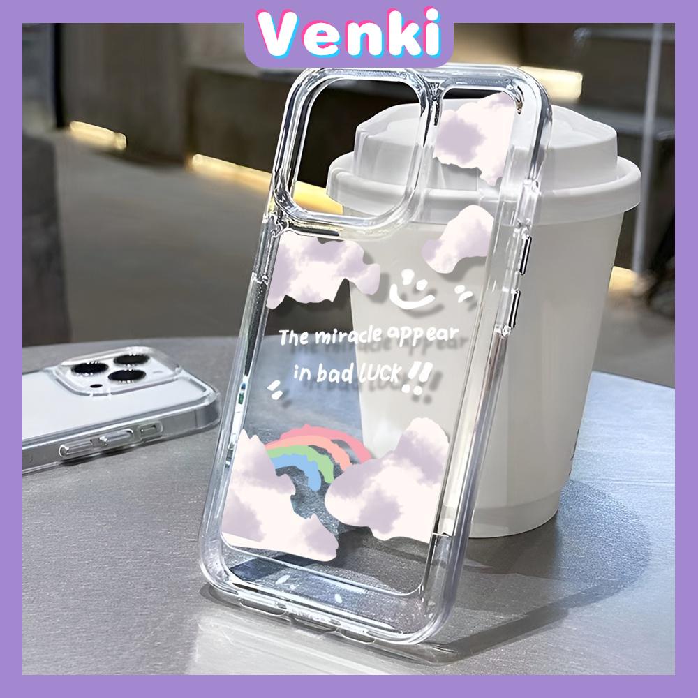 VENKI - Untuk iPhone 11 Case Clear Space Hard Acrylic Case Shockproof Protection Camera Romantic Rainbow Clouds Kompatibel dengan iPhone 14 13 Pro Max iPhone 12 Pro Max XR 7Plus 8Plus