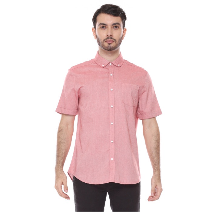 KEMEJA PRIA OXFORD TANGAN PENDEK DYLLON - OXFORD II MAROONSHIRT