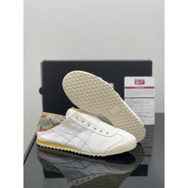 Sepatu Onitsuka Tiger Slip On Paraty White Flower Yellow Free Paperbag