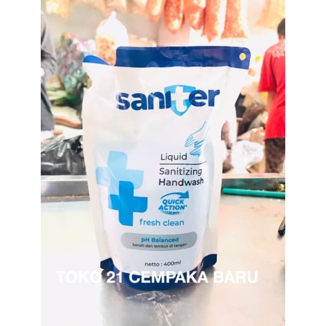 Saniter Hand Wash Fresh Clean Refill 400 ml | Liquid Cair Saniter 400ml Cuci Tangan Murah