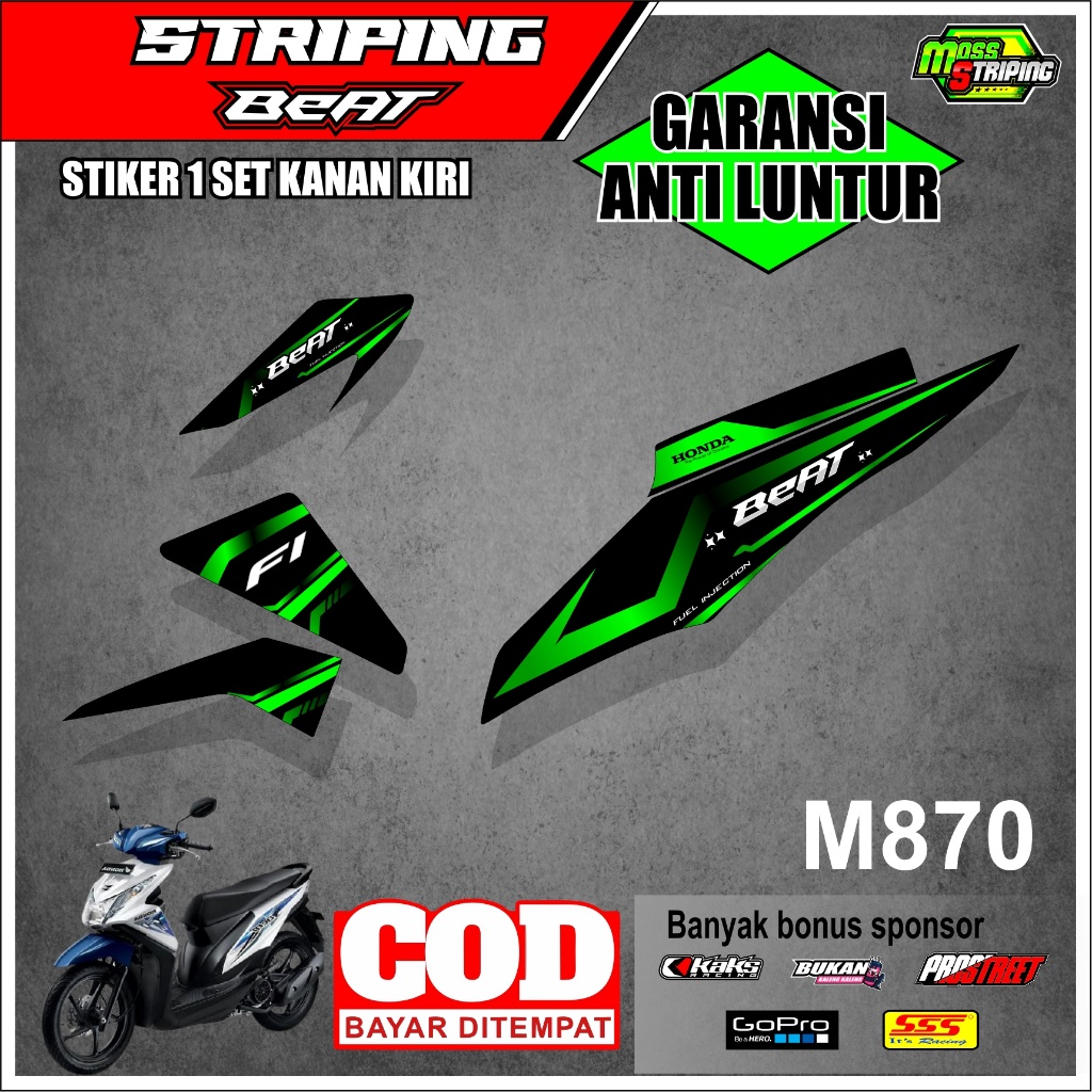 MASS striping- Sticker Striping BEAT FI 2013 2014 2015 Lama old Variasi Lis Motor Beat Fi Old Lama D